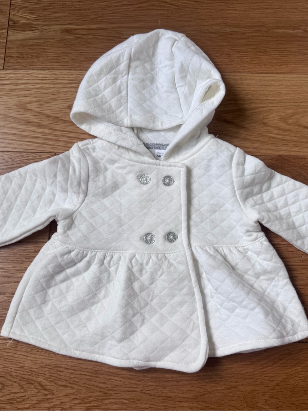 Carter's Quilted Hooded Pea Coat in Off-White